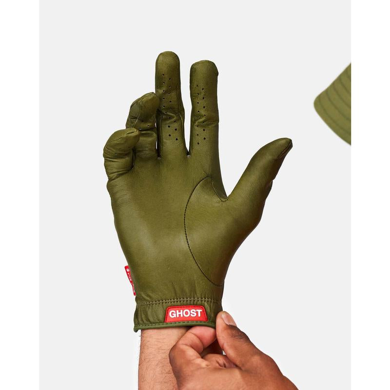 Ghost Olive Green Golf Glove - Premium AAA Cabretta Leather with Soft Feel and Excellent Grip