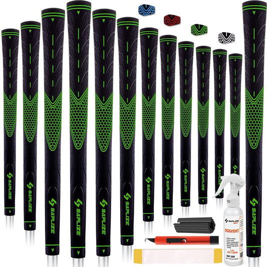 SAPLIZE Classic Rubber Golf Grips 13 Pack, High Feedback, Non-Slip, Available in Under/Standard/Mid/Jumbo Sizes