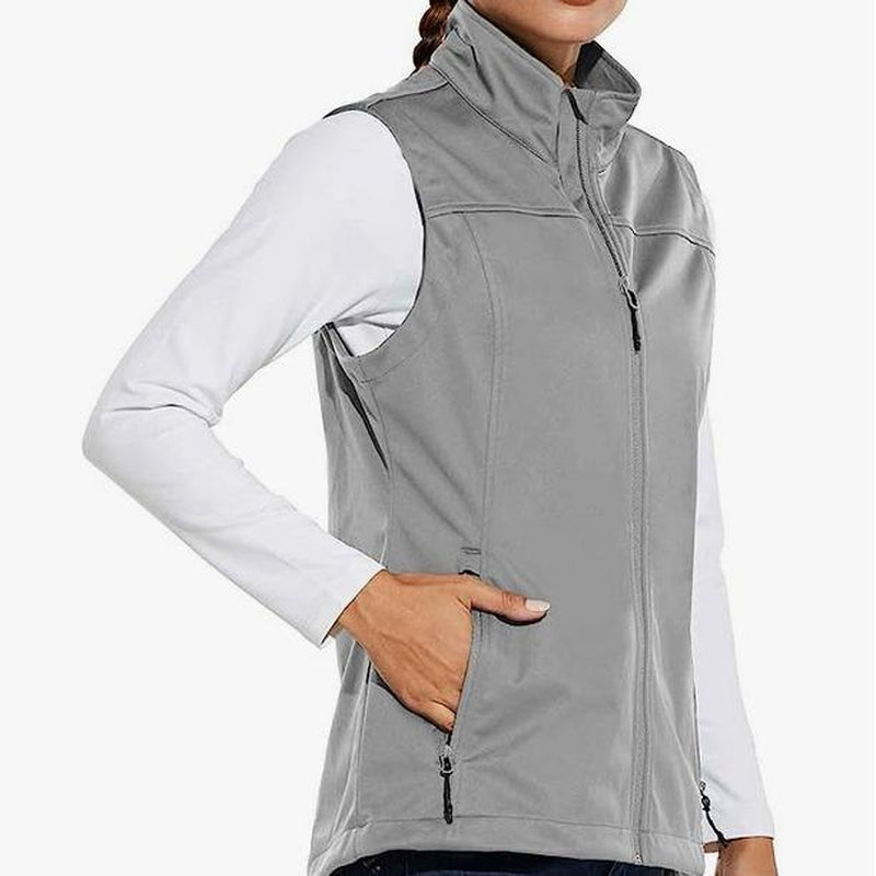 Baleaf Women'S Lightweight Vest Softshell Sleeveless Jacket Windproof Stand Collar with Zipper Pockets Running Hiking Golf