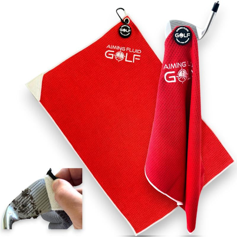 Aiming Fluid Golf Multi-Function Magnetic Golf Towel I Wash Pocket I Magna-Anchor Technology I Ball Scrubber I Golf Gift for Men and Women