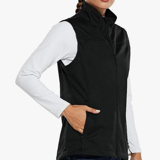 Baleaf Women'S Lightweight Vest Softshell Sleeveless Jacket Windproof Stand Collar with Zipper Pockets Running Hiking Golf