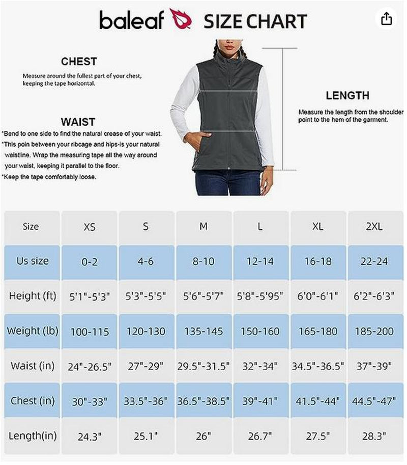 Baleaf Women'S Lightweight Vest Softshell Sleeveless Jacket Windproof Stand Collar with Zipper Pockets Running Hiking Golf