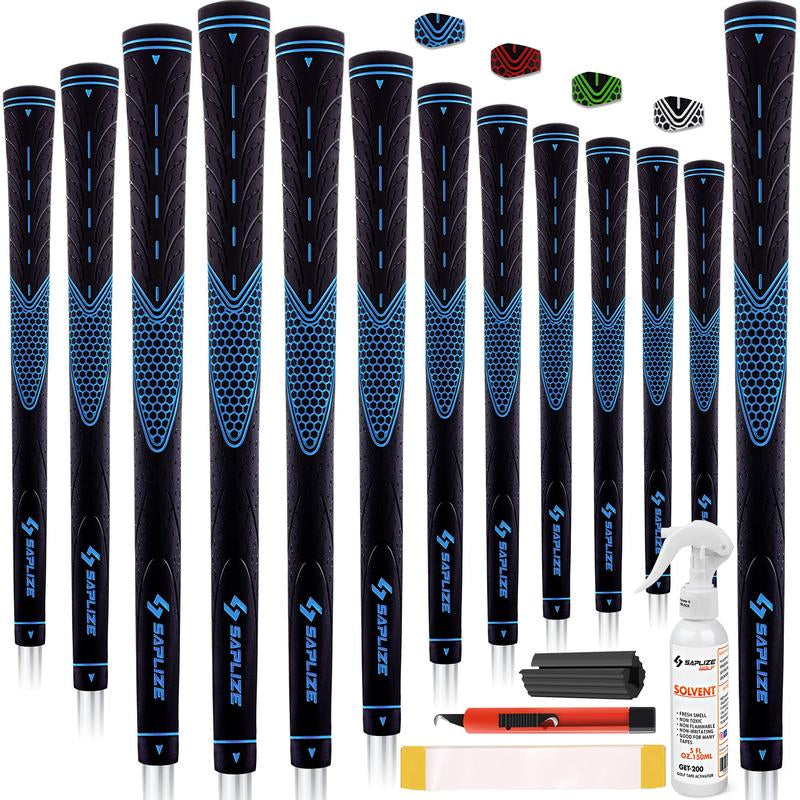 SAPLIZE Classic Rubber Golf Grips 13 Pack, High Feedback, Non-Slip, Available in Under/Standard/Mid/Jumbo Sizes