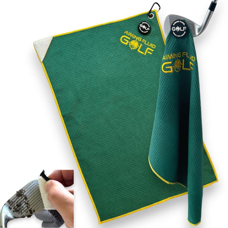 Aiming Fluid Golf Multi-Function Magnetic Golf Towel I Wash Pocket I Magna-Anchor Technology I Ball Scrubber I Golf Gift for Men and Women