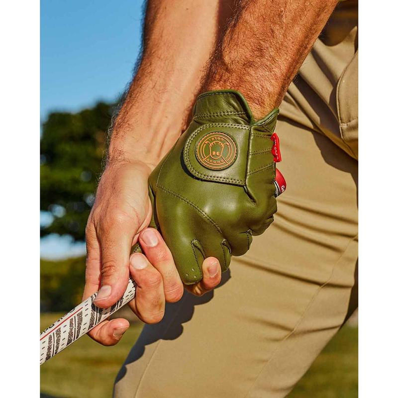 Ghost Olive Green Golf Glove - Premium AAA Cabretta Leather with Soft Feel and Excellent Grip