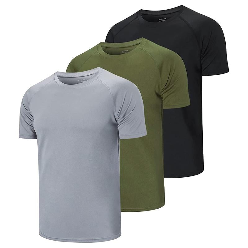 2024 Summer Men'S Solid Crew Neck Regular Sleeve, Moisture Wicking Active Sleeve T-Shirt, Back to School Clothing, Men'S Work Out Gym Wear