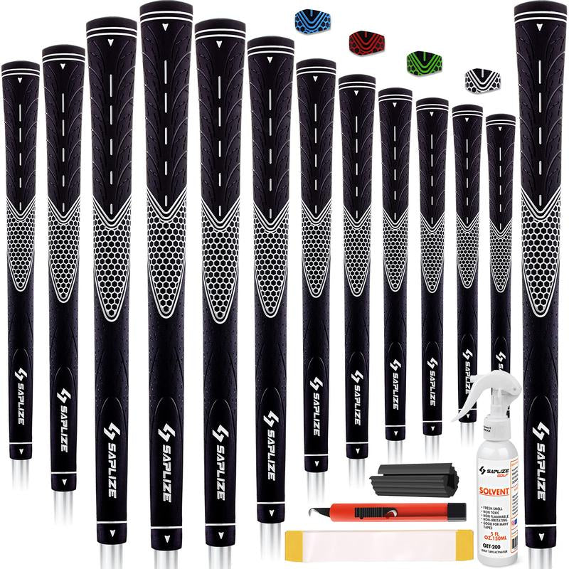 SAPLIZE Classic Rubber Golf Grips 13 Pack, High Feedback, Non-Slip, Available in Under/Standard/Mid/Jumbo Sizes