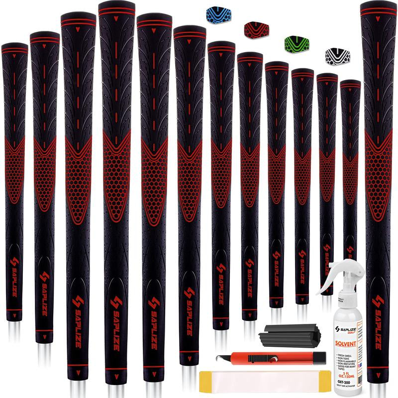 SAPLIZE Classic Rubber Golf Grips 13 Pack, High Feedback, Non-Slip, Available in Under/Standard/Mid/Jumbo Sizes